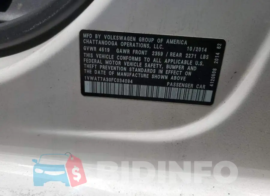 1VWAT7A30FC034084 Photo# 12