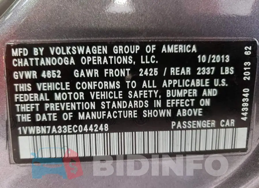1VWBN7A33EC044248 Photo# 12