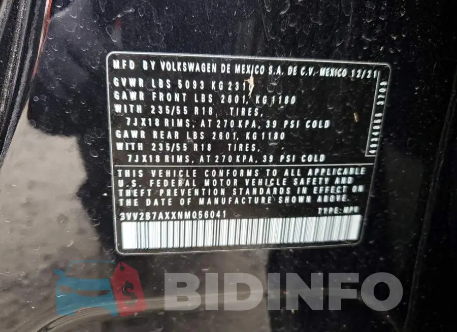 3VV2B7AXXNM056041 Photo# 14