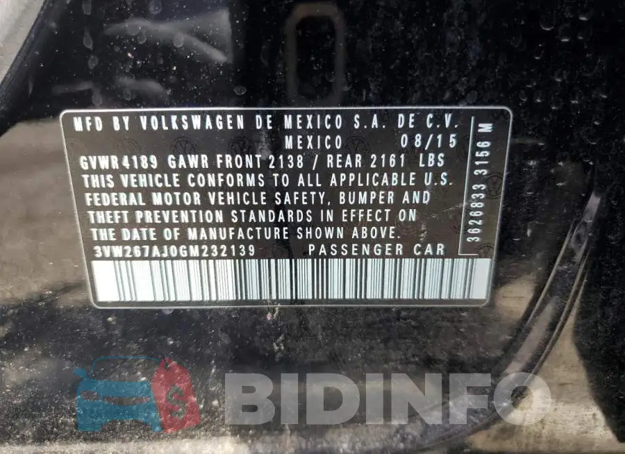 3VW267AJ0GM232139 Photo# 12