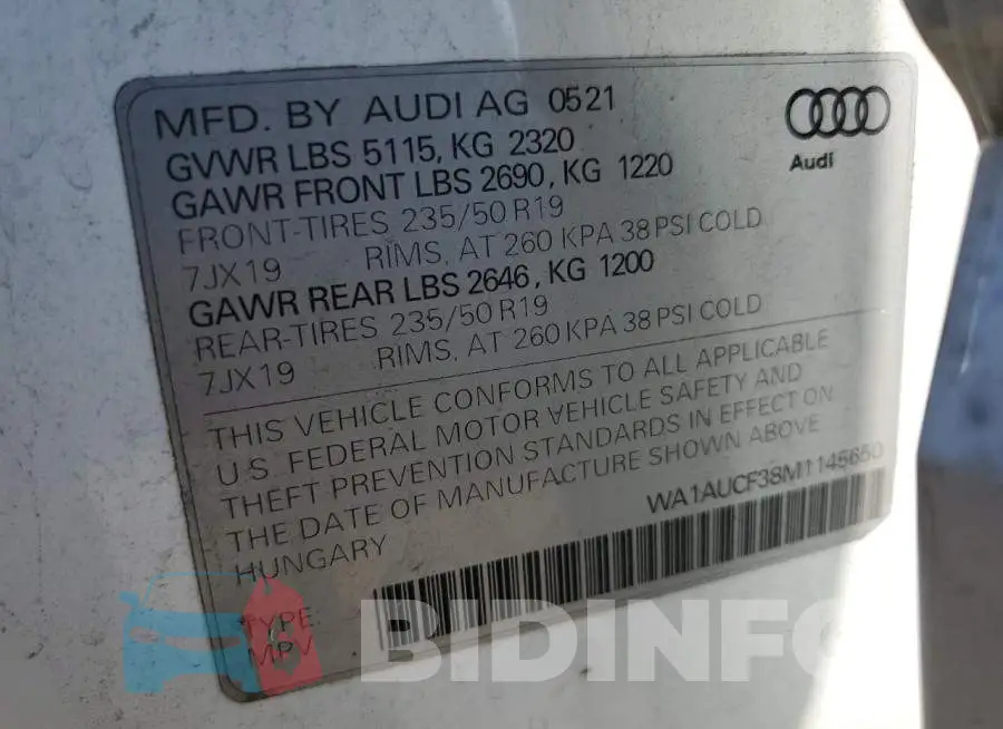 WA1AUCF38M1145650 Photo# 13