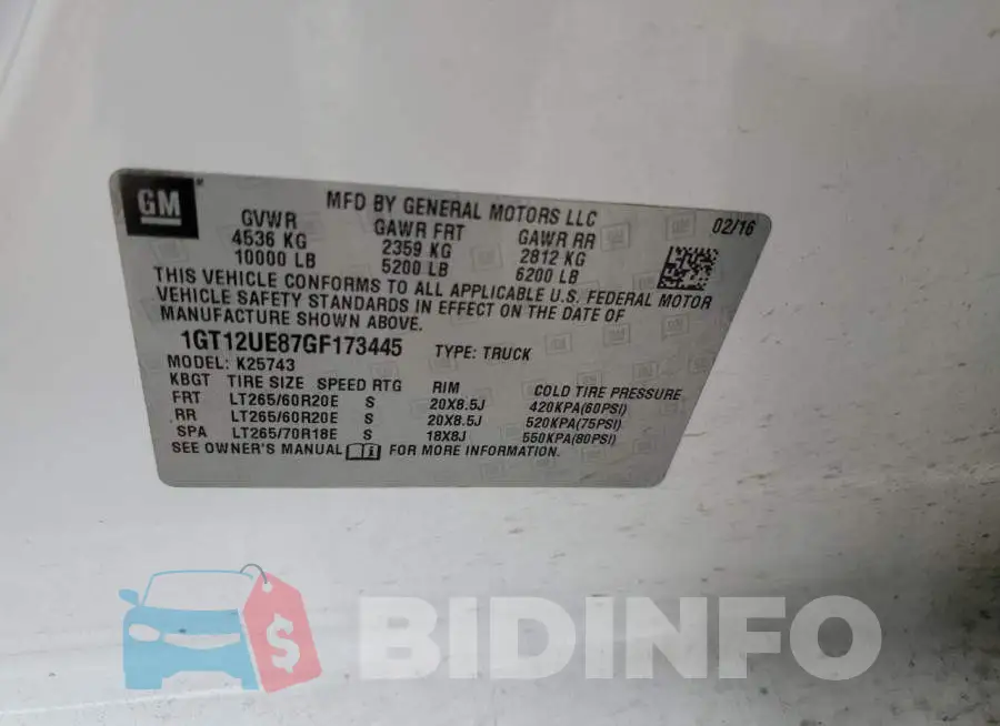 1GT12UE87GF173445 Photo# 13