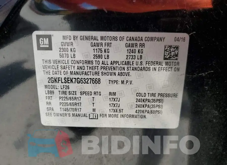 2GKFLSEK7G6327668 Photo# 12