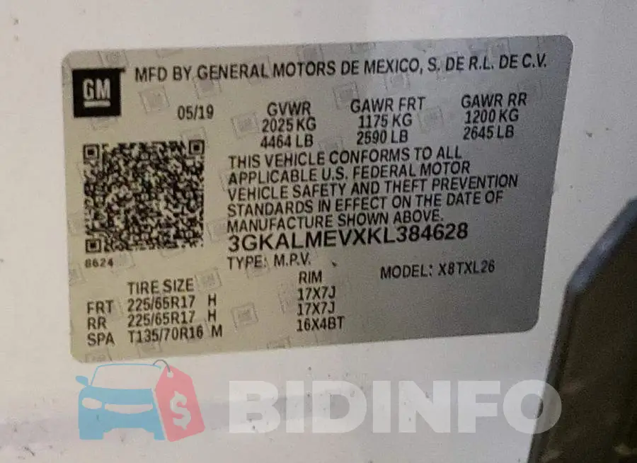 3GKALMEVXKL384628 Photo# 13