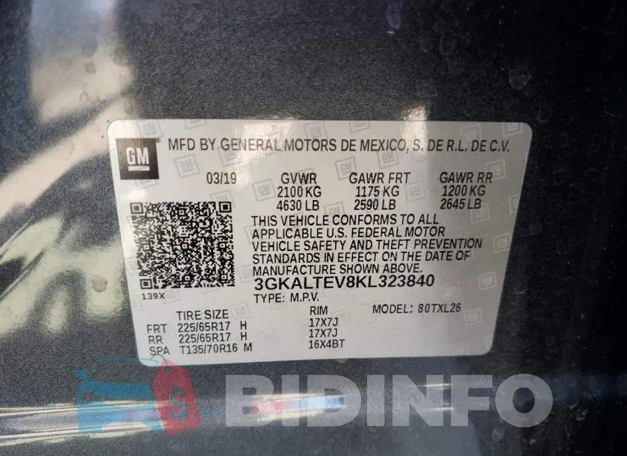 3GKALTEV8KL323840 Photo# 13