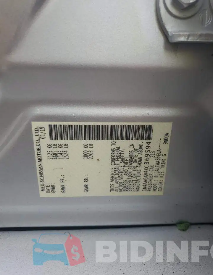 1N4AA6AV4KC369594 Photo# 12