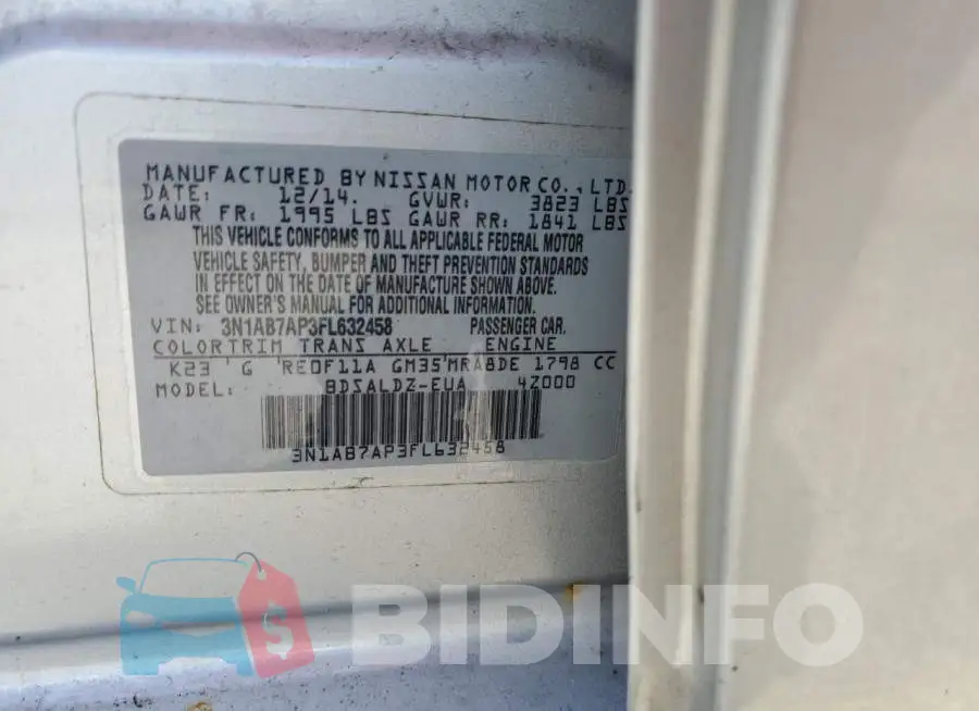 3N1AB7AP3FL632458 Photo# 12