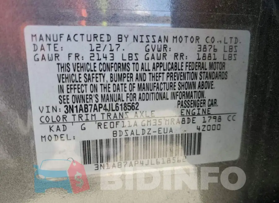 3N1AB7AP4JL618562 Photo# 13