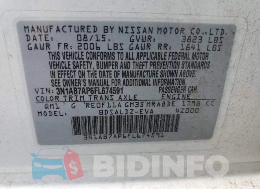3N1AB7AP6FL674591 Photo# 12