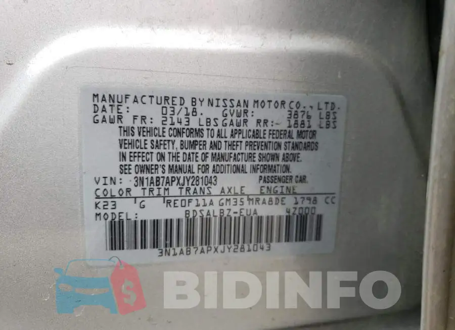 3N1AB7APXJY281043 Photo# 12