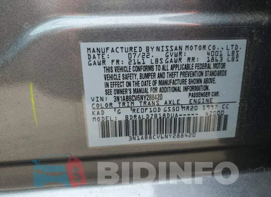 3N1AB8CV6NY288420 Photo# 13