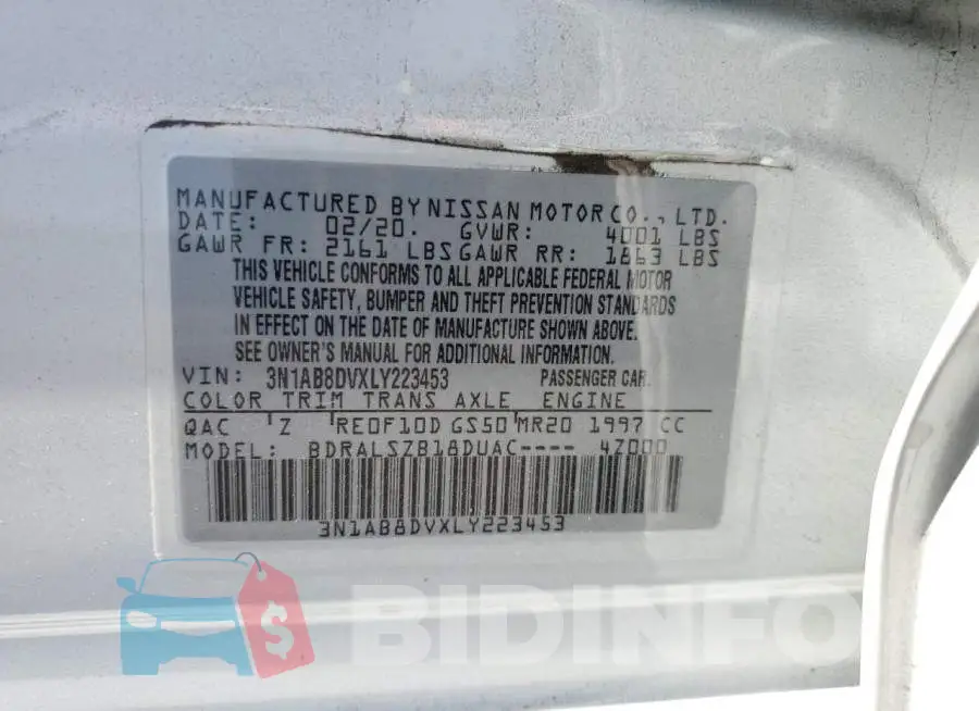 3N1AB8DVXLY223453 Photo# 12