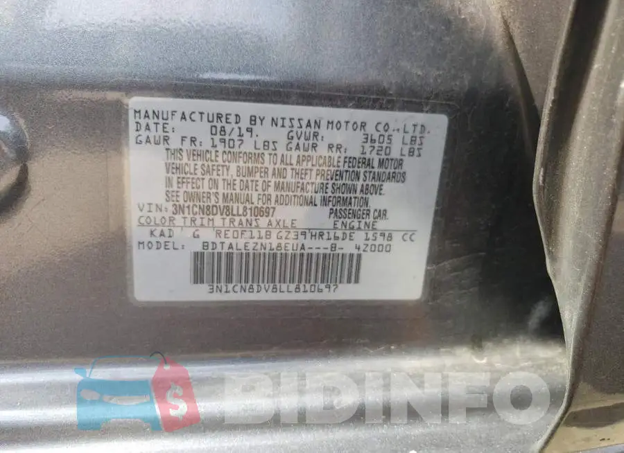 3N1CN8DV8LL810697 Photo# 12