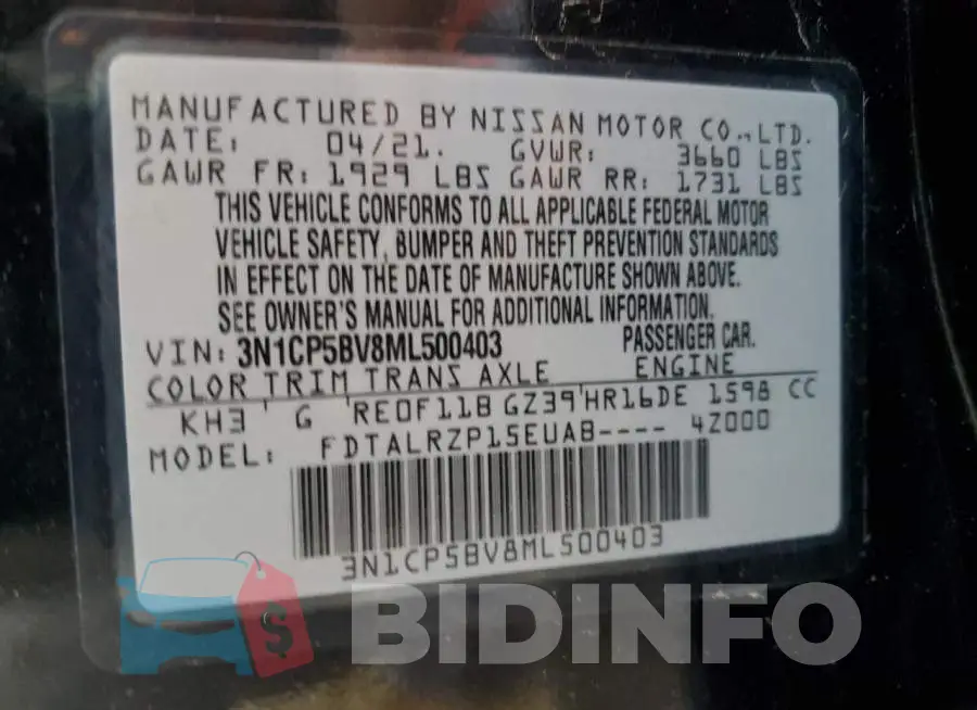 3N1CP5BV8ML500403 Photo# 12