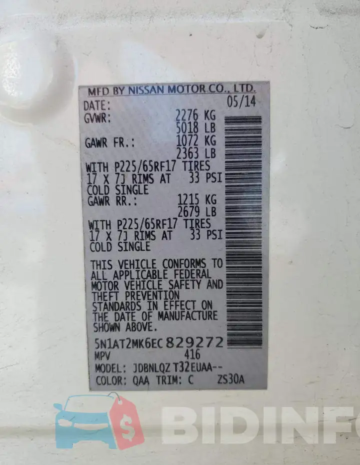 5N1AT2MK6EC829272 Photo# 13