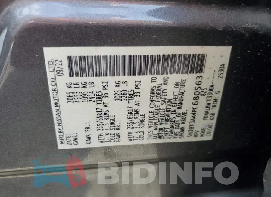 5N1BT3AA4PC680563 Photo# 12