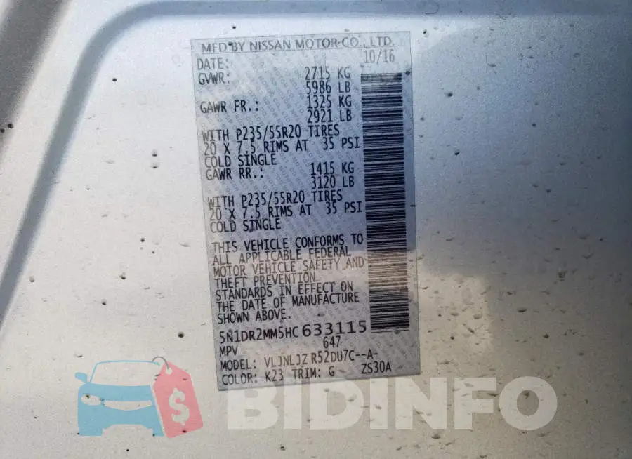 5N1DR2MM5HC633115 Photo# 13