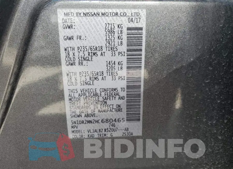 5N1DR2MN2HC680465 Photo# 13