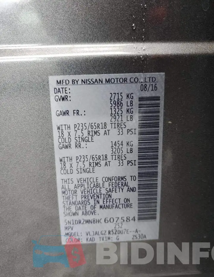5N1DR2MN8HC607584 Photo# 13