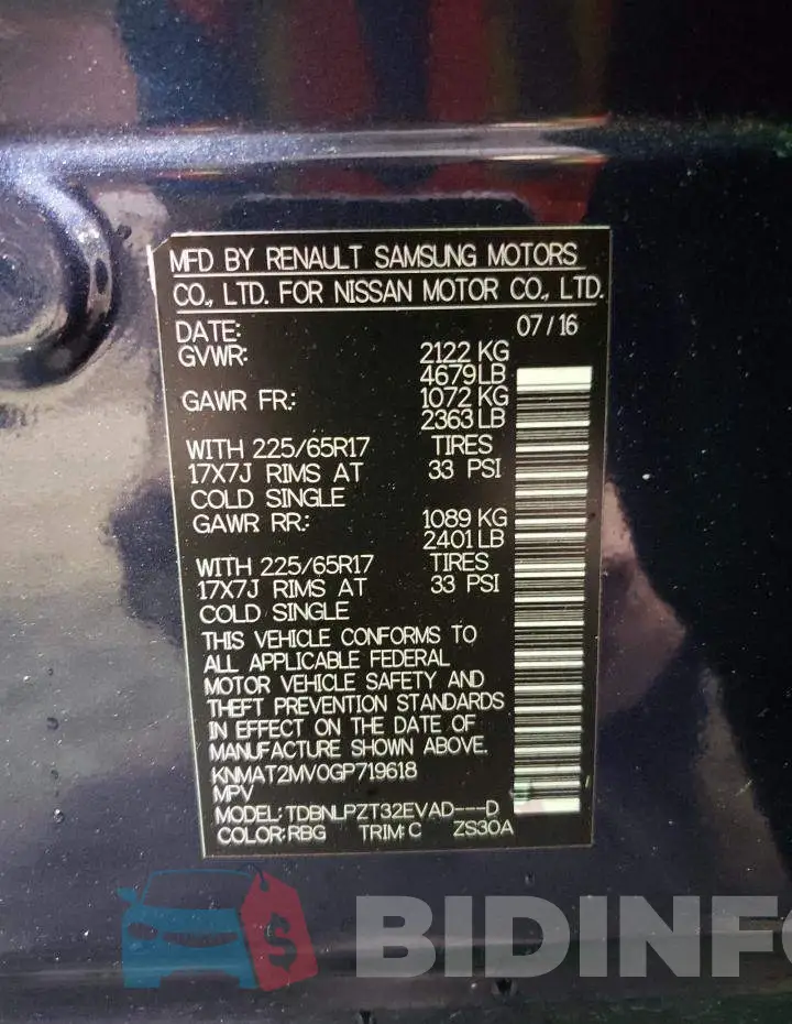 KNMAT2MV0GP719618 Photo# 14