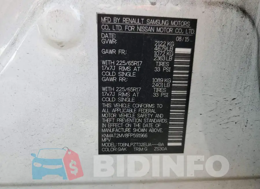 KNMAT2MV8FP591966 Photo# 13
