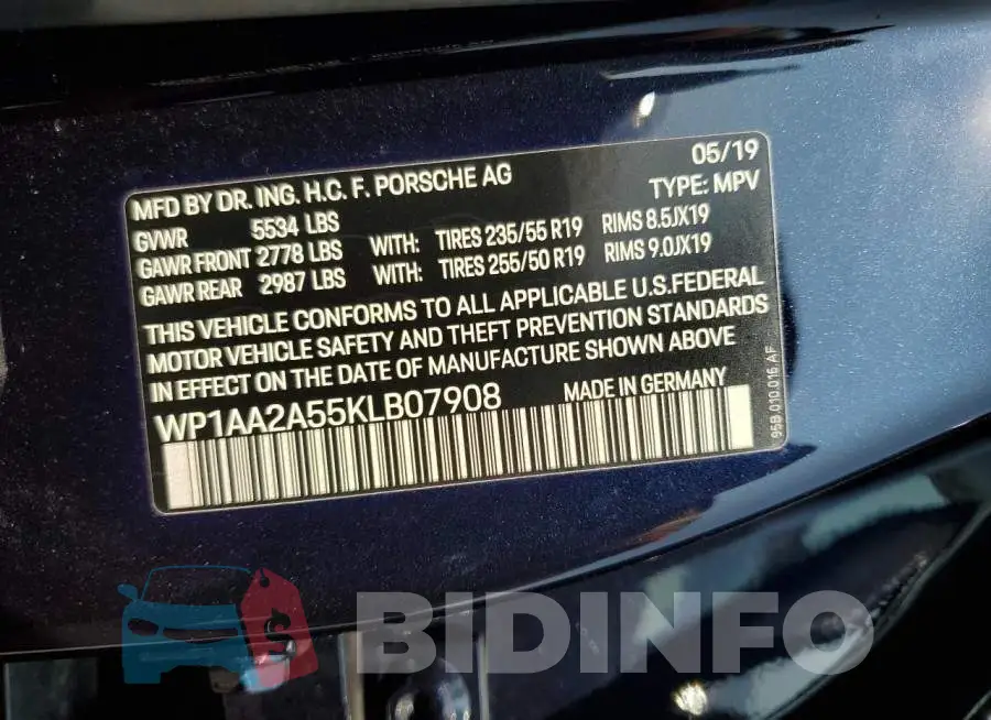 WP1AA2A55KLB07908 Photo# 13