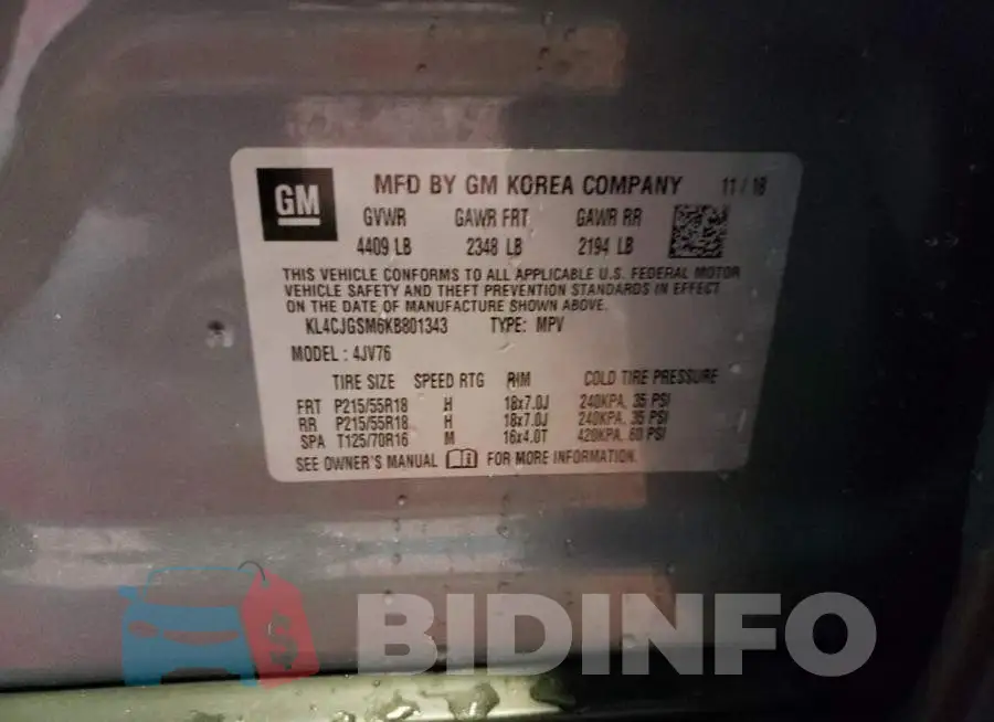 KL4CJGSM6KB801343 Photo# 14