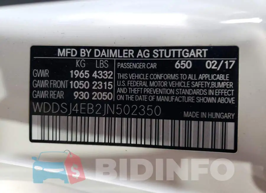 WDDSJ4EB2JN502350 Photo# 13