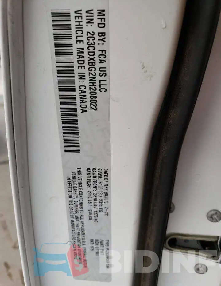 2C3CDXBG2NH208022 Photo# 13