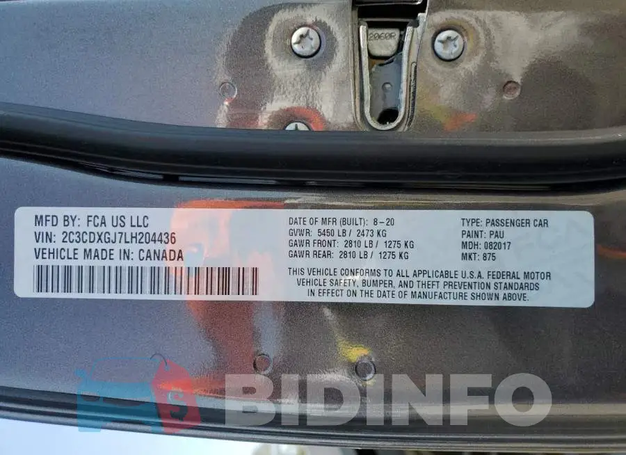 2C3CDXGJ7LH204436 Photo# 12