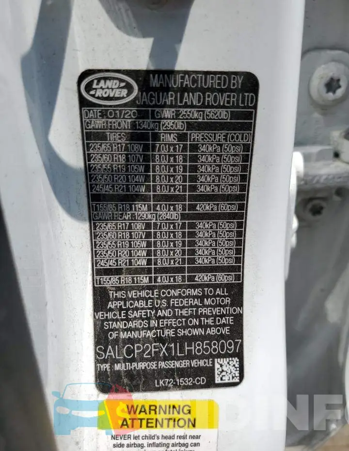 SALCP2FX1LH858097 Photo# 12