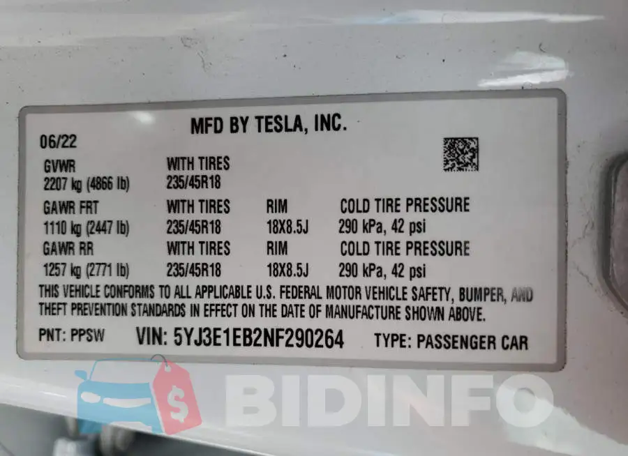 5YJ3E1EB2NF290264 Photo# 12