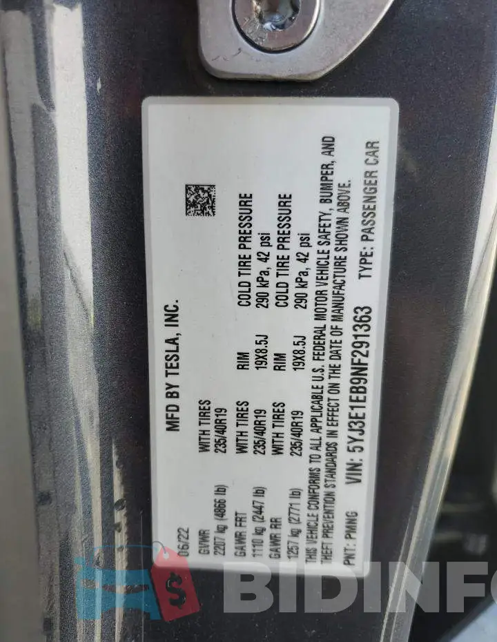 5YJ3E1EB9NF291363 Photo# 12