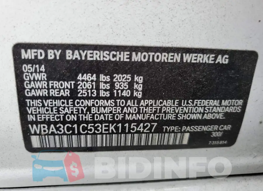 WBA3C1C53EK115427 Photo# 12