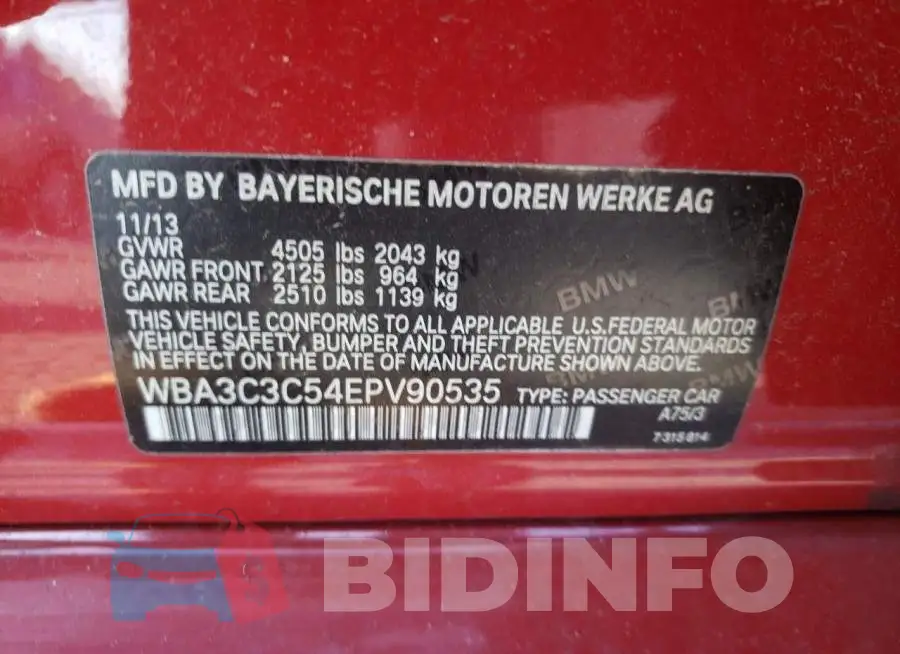 WBA3C3C54EPV90535 Photo# 12