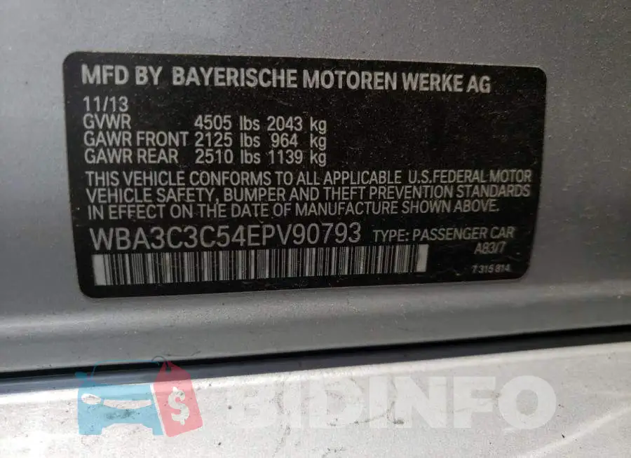 WBA3C3C54EPV90793 Photo# 12