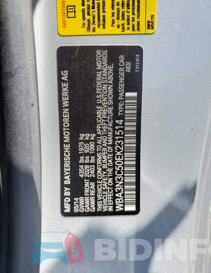 WBA3N3C50EK231514 Photo# 12