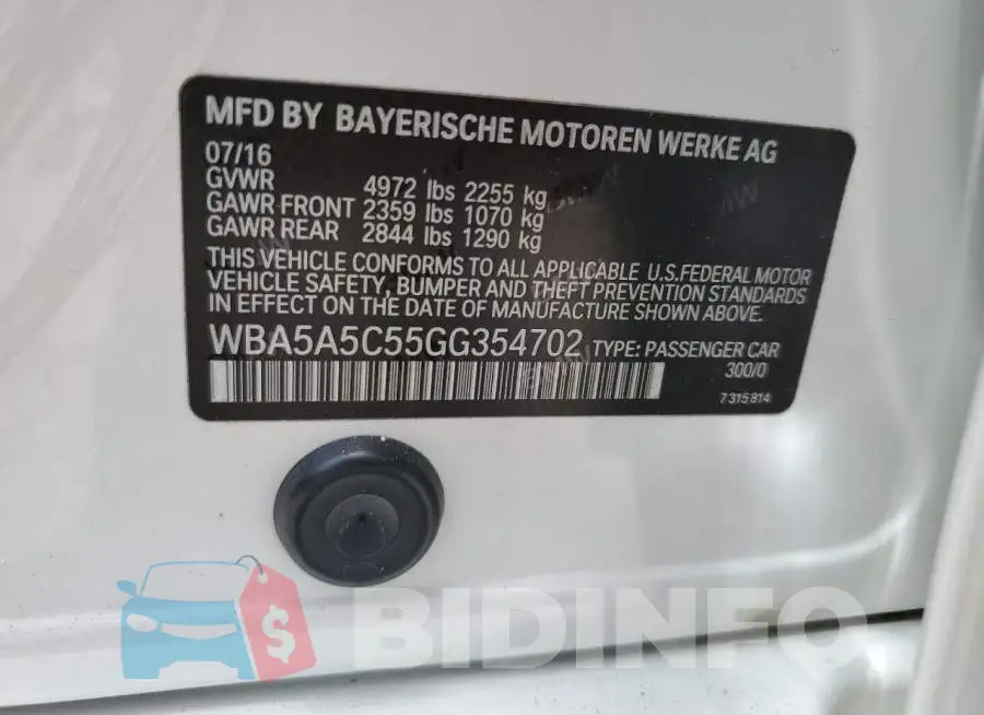 WBA5A5C55GG354702 Photo# 13