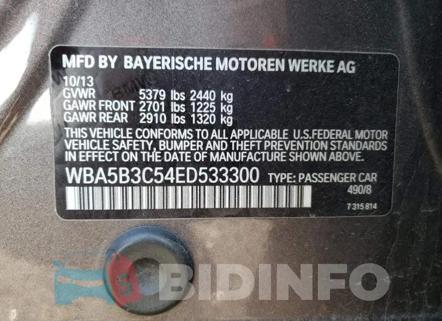 WBA5B3C54ED533300 Photo# 12