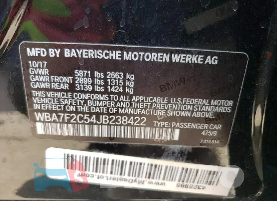 WBA7F2C54JB238422 Photo# 13