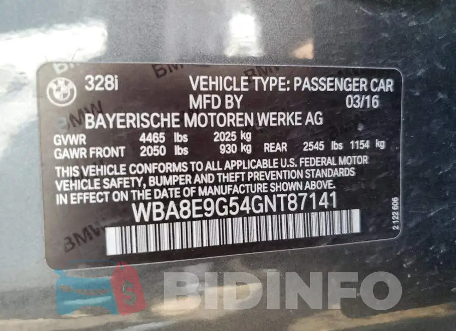 WBA8E9G54GNT87141 Photo# 12