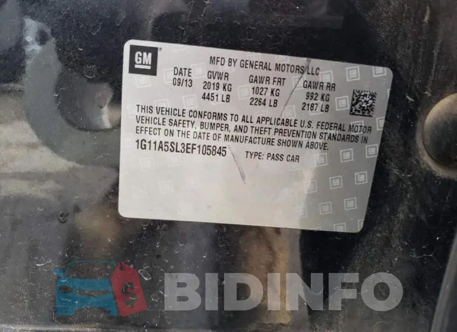 1G11A5SL3EF105845 Photo# 12