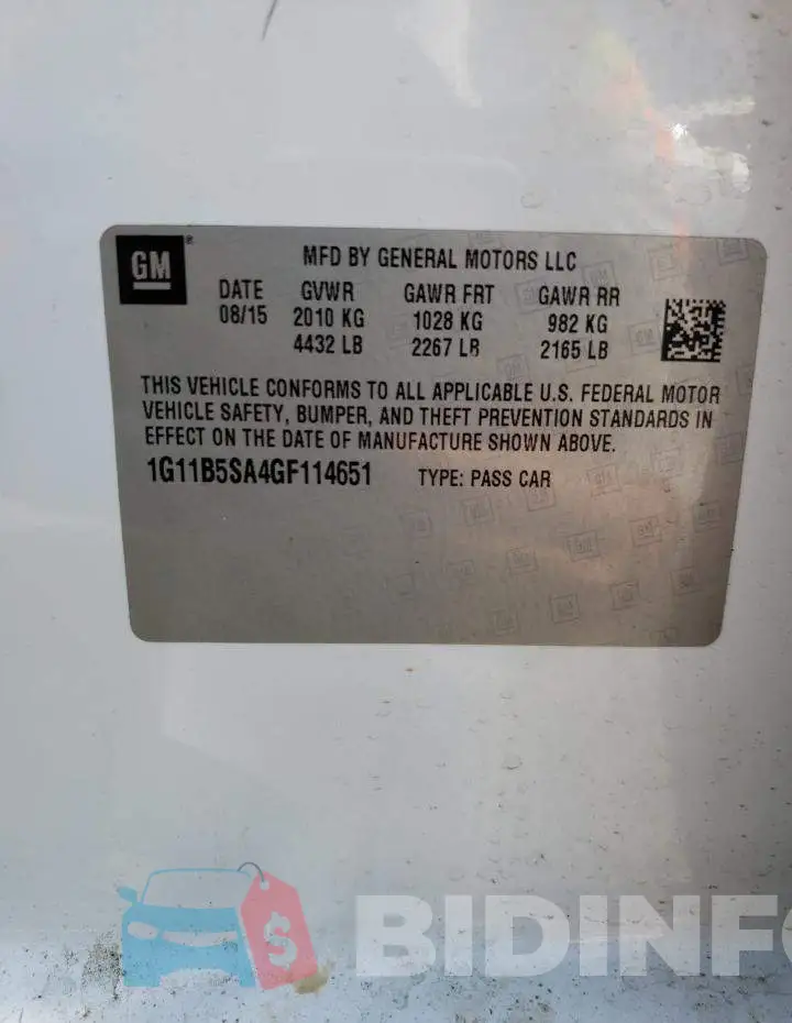 1G11B5SA4GF114651 Photo# 12