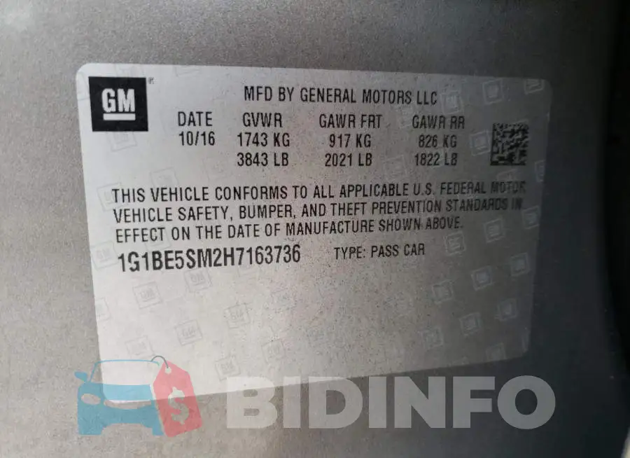 1G1BE5SM2H7163736 Photo# 13