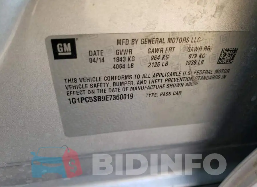 1G1PC5SB9E7360019 Photo# 12
