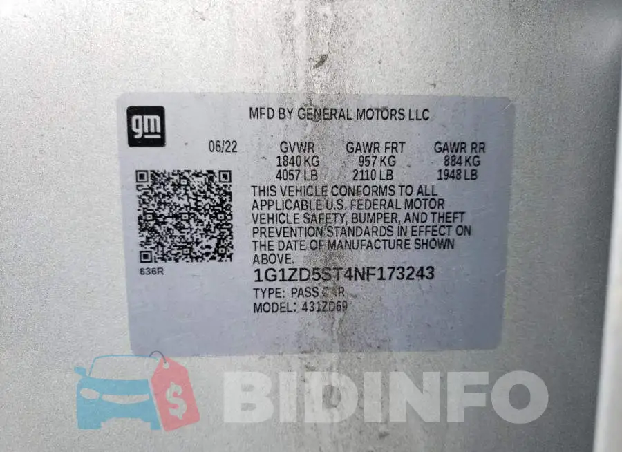 1G1ZD5ST4NF173243 Photo# 13
