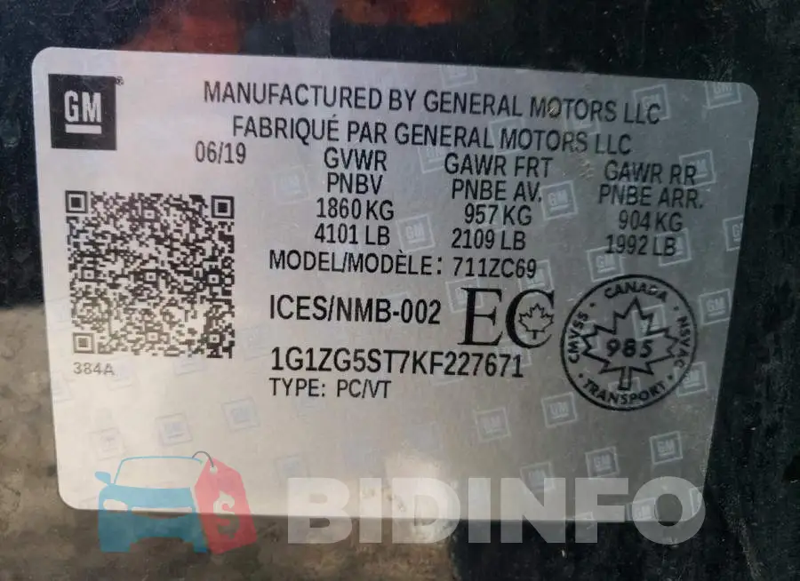 1G1ZG5ST7KF227671 Photo# 13