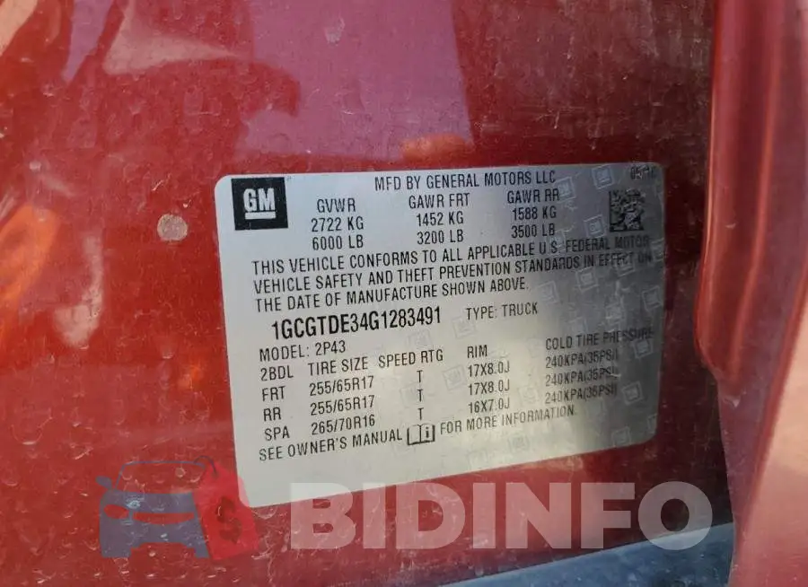 1GCGTDE34G1283491 Photo# 12