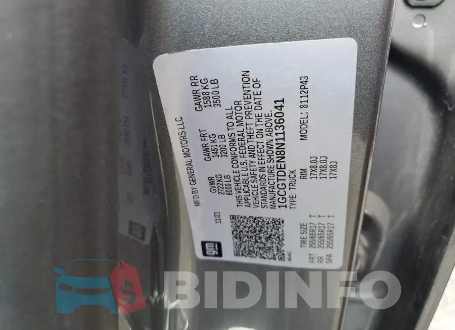 1GCGTDEN8N1136041 Photo# 12