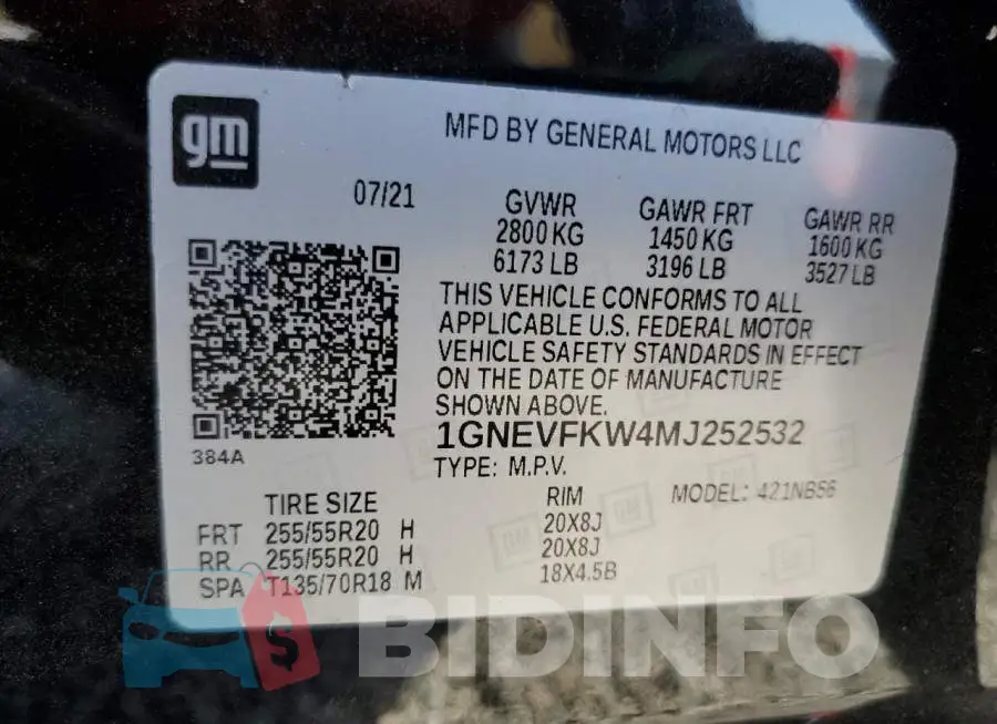 1GNEVFKW4MJ252532 Photo# 13